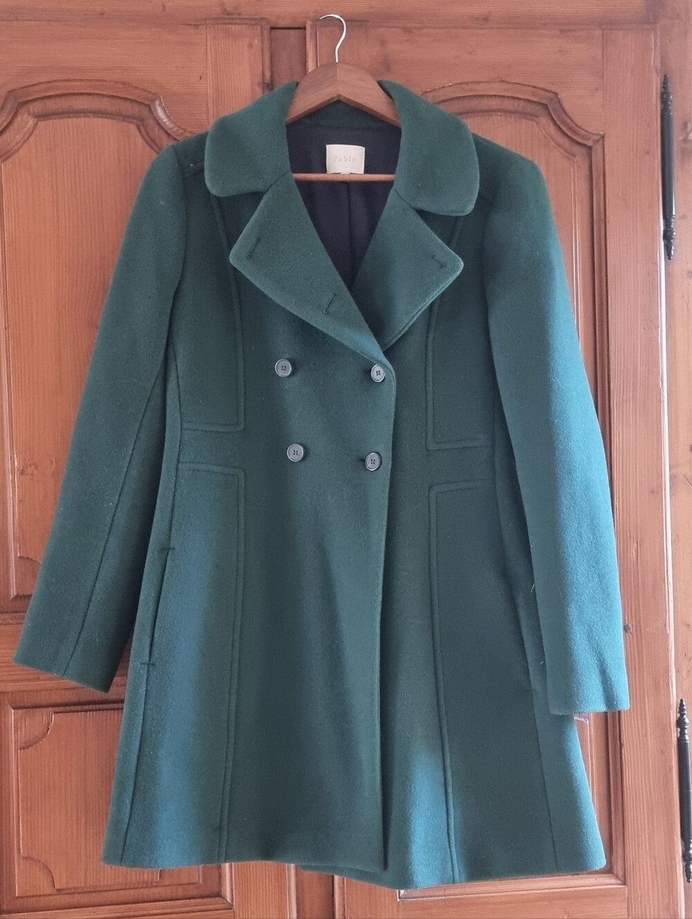 Women’s Double-Breasted Green Wool Coat